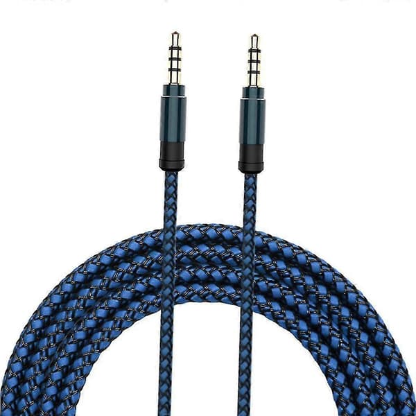 3,5 mm lydkabel han til han 1,5 m blåt nylonflettet Aux-kabel til bilstereo