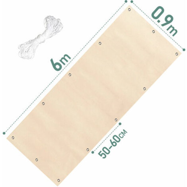 Personvernskjerm For Balkong PVC Hageterrasse 600x90cm Beige - Beige