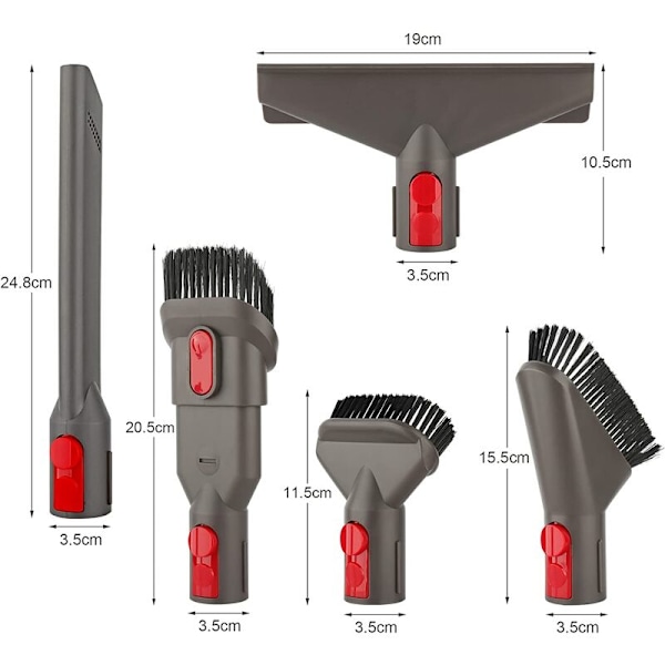 Dammsugare V10/V11/V7/V15/V12 borstspets femdelad set,