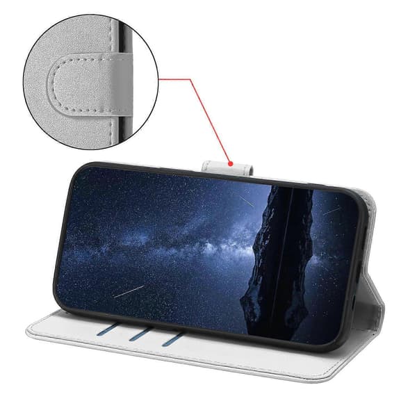 Til iPhone 13 mini 5.4 tommer Læderetui Pung Stand Solid Farve Anti Drop Telefoncover-Sølv Multicolor Silver