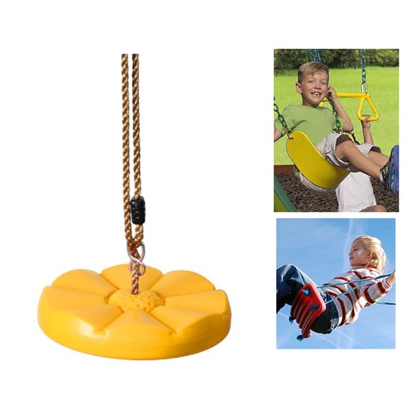 Heavy Duty Plast Disc Tree Swing med PE-rep för Barn Utomhuslekutrustning Gul