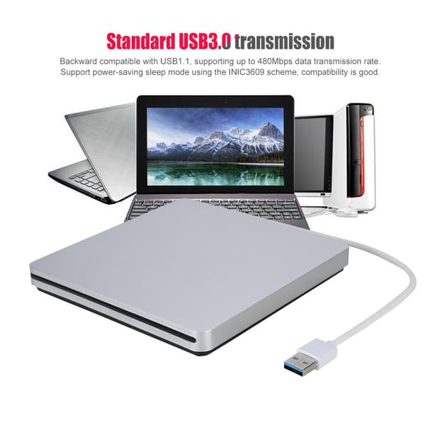USB 3.0 Dataoverføring Ekstern Slot Load DVD-brenner CD-driver for Mac Windows