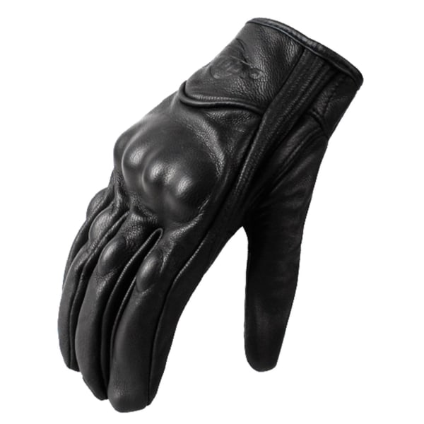 BSDDP äkta fårskinnshandskar Andas Helfingrar Slitstarka perforerade läderhandskar Hand black A style-L
