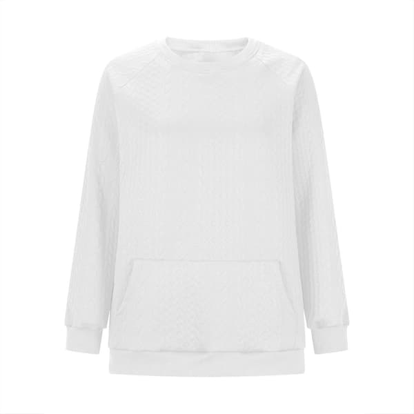 Dame Oversized Sweatshirt Afslappet Langærmet Rund Hals Tekstureret Løs Pullover Efterårstrøje med Lommer Pink XXL Pink XXL