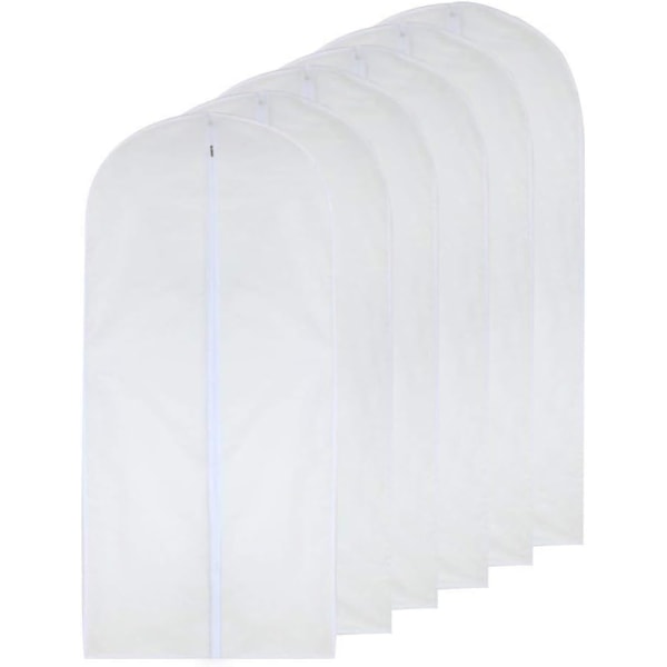 Plaggdeksel Gjennomsiktig langdraktlomme Plaggstøvdeksel pustende hvitt støvdeksel med full glidelås for danseklær 6-pakning (60 cm x 80 cm),
