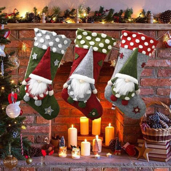 Julstrumpa Hängmantelstrumpa, Presentpåse Godispåse, Tomte, 2st LYCXAMES
