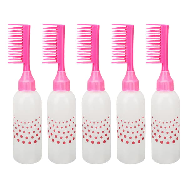 5-delars hårfärgningsflaskor Root Touch Up Applikator Färgdispenser Rosa flaskor med graderad skala