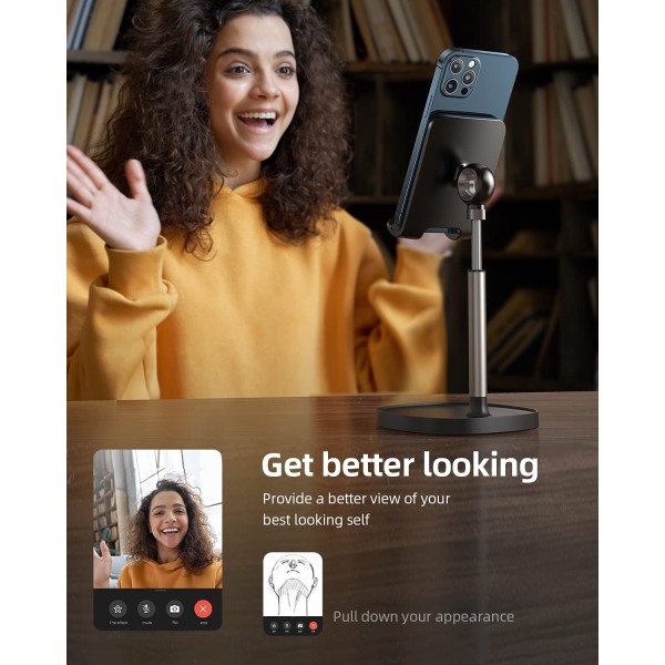 Telefonholder, justerbar bordtelefonholder, telefonholder med tykk etui, forhøyet iPhone-stativ, kompatibel med alle telefoner,