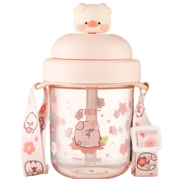 Jiji Pig Straw Cup -pyörivä sian olkikuppi (Multiple Sakura Pig + 330ml),