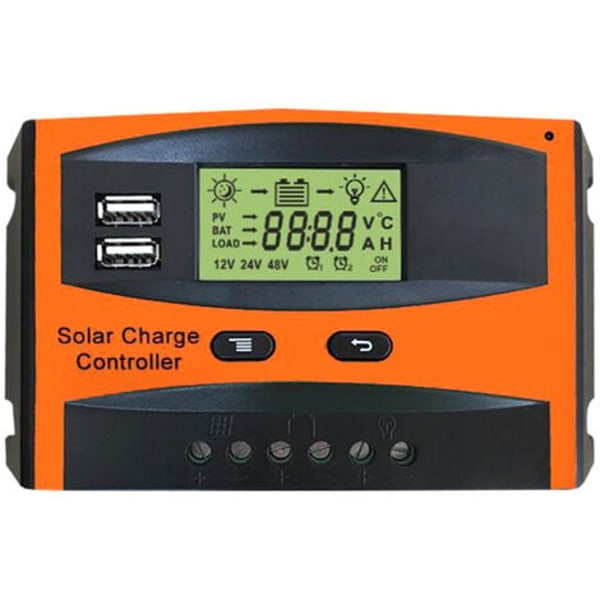 30A 12V/24V Smart Solar Panel Charge Controller med LCD-skjerm og USB-port, overstrømsbeskyttelse, for solcellepanel