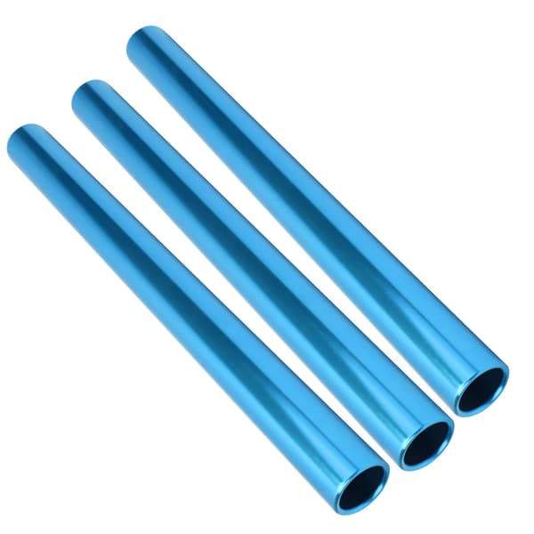 3 stk. stafetpinde i aluminiumslegering, galvaniserede, blå, til baneløb