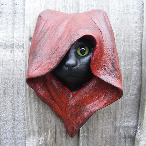 Mystisk Cat Sculpture Resin Craft Pendant (rød),
