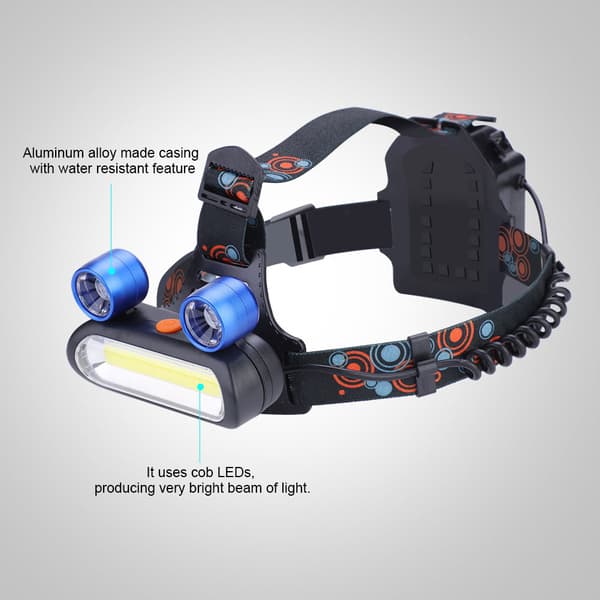 150000LM 2*LED COB Oppladbar 2*18650 hodelykt Head USB Light Torch (blå)