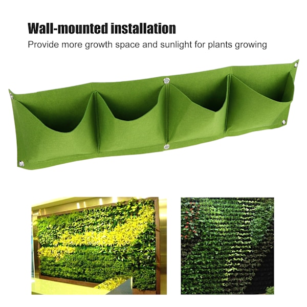 4-pack Väggmonterade 4-ficks Återanvändbara Filt Plant Grow Bags - Miljövänliga Trädgårdskrukor