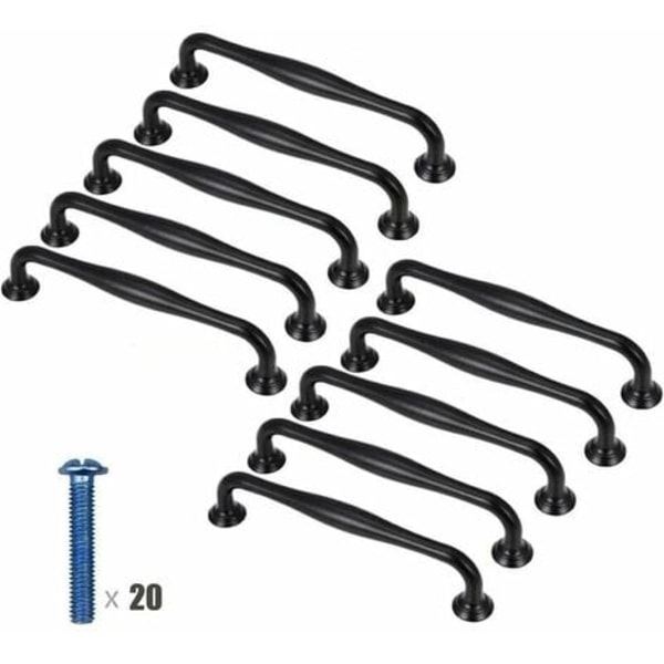 10 stk Sorte køkkenskabsgreb Sorte skabsgreb Solide sorte køkkendørgreb med mat finish 128mm Cen