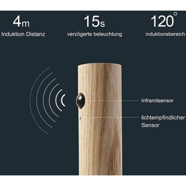 Væglampe indendørs træ LED-natlys Batteridrevet bærbar lampetlampe Trådløs genopladelig induktion Night L