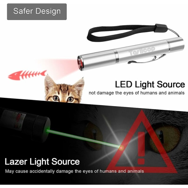 2 stk USB Genopladelig Laser Funny Cat Stick 5 mønstre multifunktionelle kæledyrsartikler,