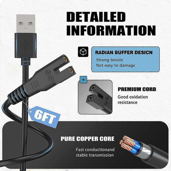 80CM 5V 2A USB-opladerkabel til håndholdt poolstøvsuger, udskiftningsstrømkabel 28620E[ht] Multicolor