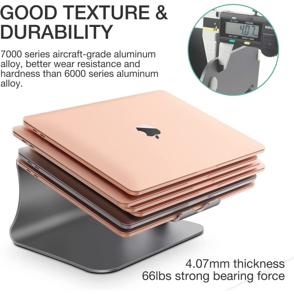 Laptopstativ i aluminium for Apple MacBook Air Pro 11-16" bærbar datamaskin (grå)
