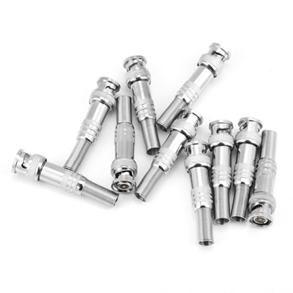 10-pak Spring End BNC Han-stikkontakt Adapter - Skrue Type til RG59 Koaksialt CCTV Kameraer
