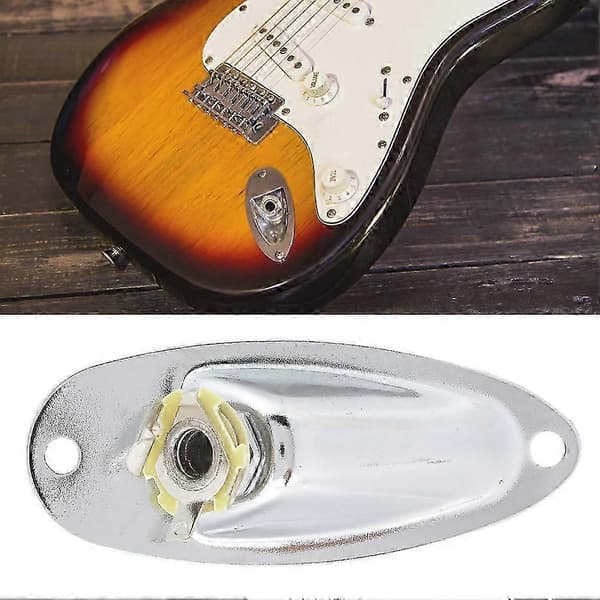 Silver Båtstil 1/4 tums elgitarr pickup utgång ingång krom jack plugguttag