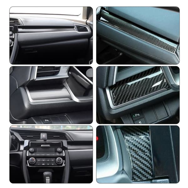 3 st Kolfiber Dashboard Dekaler Passar Honda Civic 2016 2019