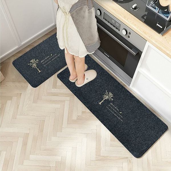 2 delar broderad Lucky Tree Ash Bottenmatta (40*120*1, 40*60*1) Dörrmatta Strip Matta