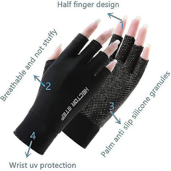 Upf 50+ Fingerlösa solhandskar för UV-skydd Cover för kvinnor Fiske, körning, cykling, vandring Xinda gray M