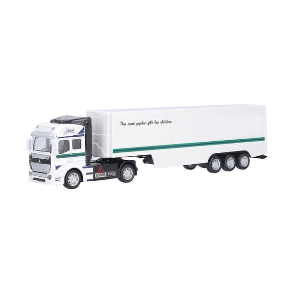 1:48 Semi Pull Back Container Alloy Model Transportbil Legetøj til 3 år (Hvid lastbilskab)