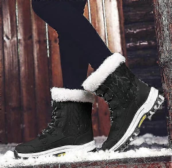 Vattentäta snökängor för kvinnor med pälsfoder och halkfri sula black 41