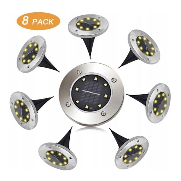 8LED/underjordsljus, varmt ljus, rostfritt stålmaterial, 8LED underjordiskt ljus, LED underjordiskt ljus, lämplig för