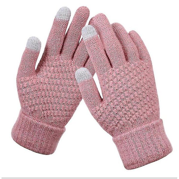 Vinter Touch Screen Handskar Tjocka Varma Stickade Stretch Handskar Imitation Ull Full Finger Utomhus Skid Handskar