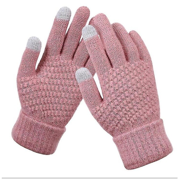 Vinter Touch Screen Handsker Tykke Varm Strikkede Stretch Handsker Imiteret Uld Fuld Finger Udendørs Ski Handsker