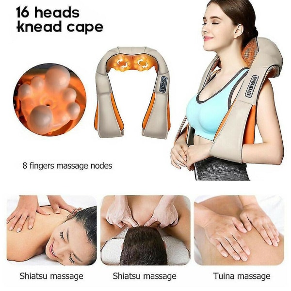 Elektrisk massager nakke- og rygmassage vibrationsopvarmning