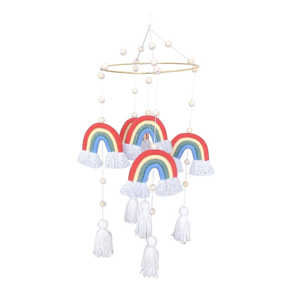 Baby Crib Mobiles regnbueteppet med håndlagde vevde dusker style 5