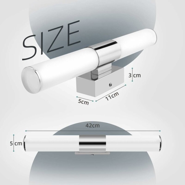 40cm 16W Sølv Hvit Highlight Light Baderom Vegg Led Speil Front Light LED Soverom Vegglampe For Makeup, for baderom