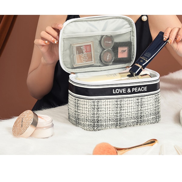 Kosmetisk väska med stor kapacitet Bärbar kosmetisk väska Kosmetisk förvaringsväska kosmetisk väska (vit)