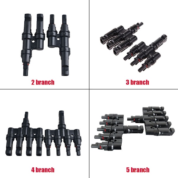 MC4 två-i-ett-adapter, trevägskontakt, solkontakt, parallellkontakt för solpaneler