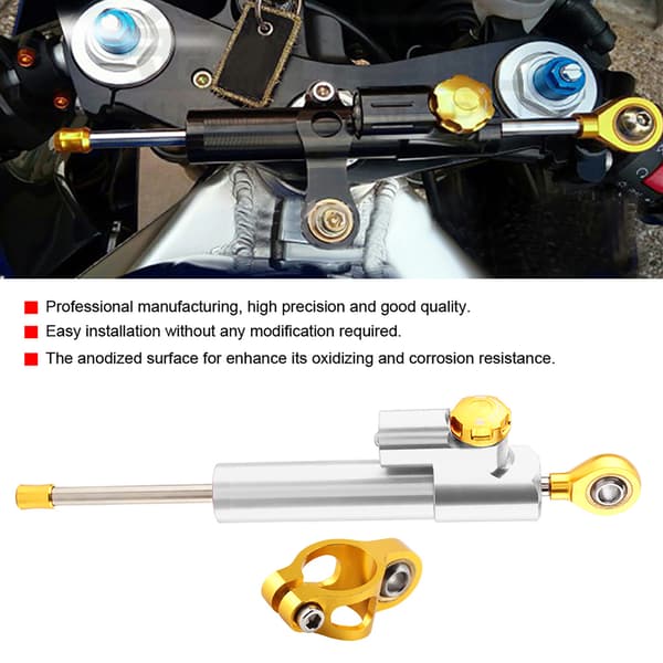Universal Motorcykelstyre Aluminiumlegering Styrdämpare Stabilisator Säkerhetskontroll (silver)