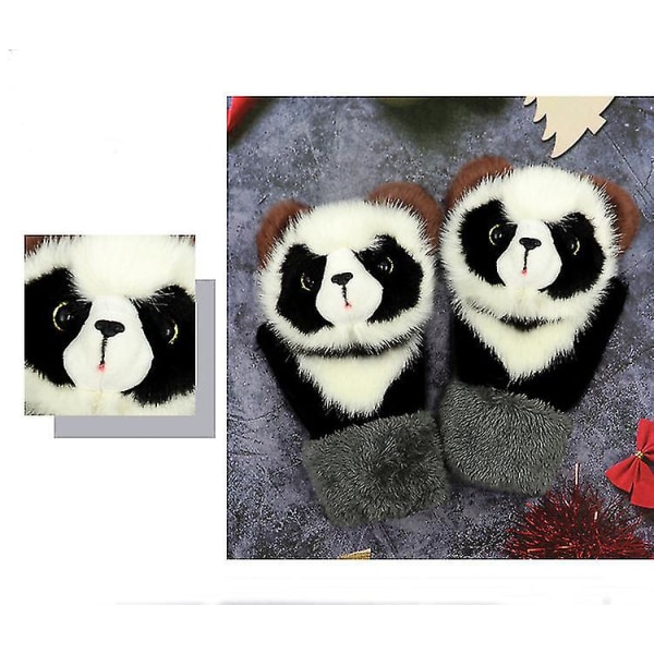 Cartoon Animal Plys handsker Vinter varme strikkede handsker til voksne børn Panda Adult