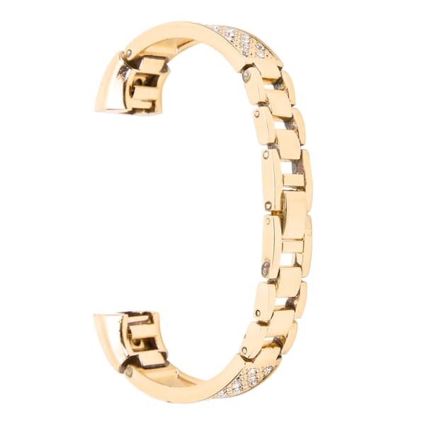 Rustfritt stål dame krystallinnlegg armbånd armbånd Fitbit gulltilbehør