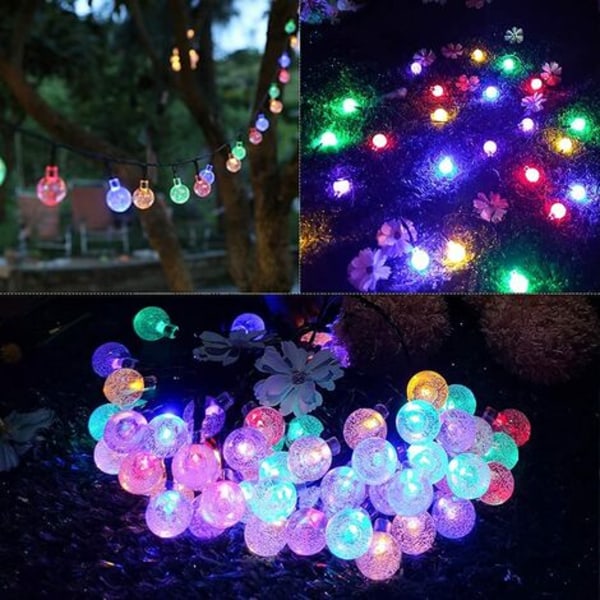 5 väriä Solar Fairy Lights, 9,5M 50 Solar String Lights, 8 Modes vedenpitävä valaistus, joulukuuselle