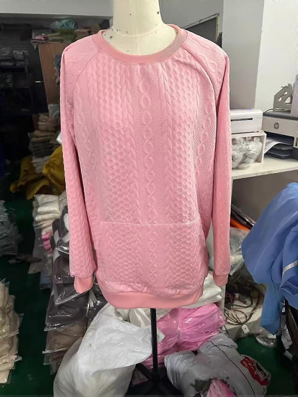 Dame Oversized Sweatshirt Afslappet Langærmet Rund Hals Tekstureret Løs Pullover Efterårstrøje med Lommer Amy Grøn M Amy Green M