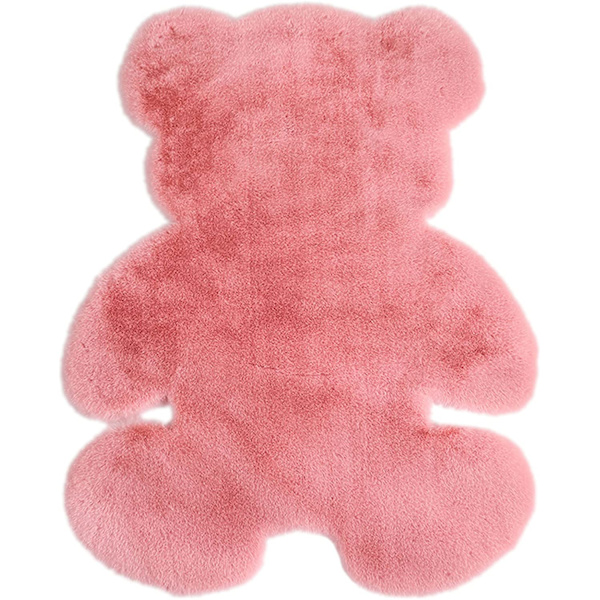Fluffig matta, mjuk tecknad djurplyschmatta, halkfri dekorativ golvmatta (rosa, 75 * 105 cm),