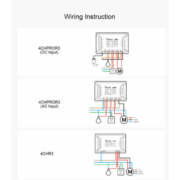 4CH R3 AC100-240V 50/60Hz 10A 2200W 4 Gang WiFi DIY Smart Switch Inching/itselukitus/Lukitus 3 Toimintatila APP Rem