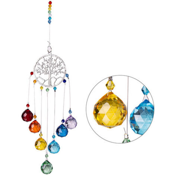 Farverig Crystal Suncatcher Hængende Suncatcher Lysekrone Lights Tree Type