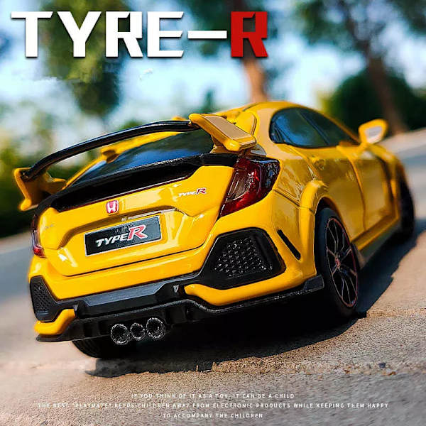 1/32 HONDA Civic Typ R FK8 Legering Bilmodell Diecast Metal Leksaksfordon Bilmodell Simulointi Ljud Ljussamling Barnleksakspresent Red