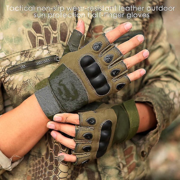 Halvfinger herrhandskar utomhus militära taktiska handskar Sportskytte Jakt Airsoft Motorcykel Cykelhandskar Black L