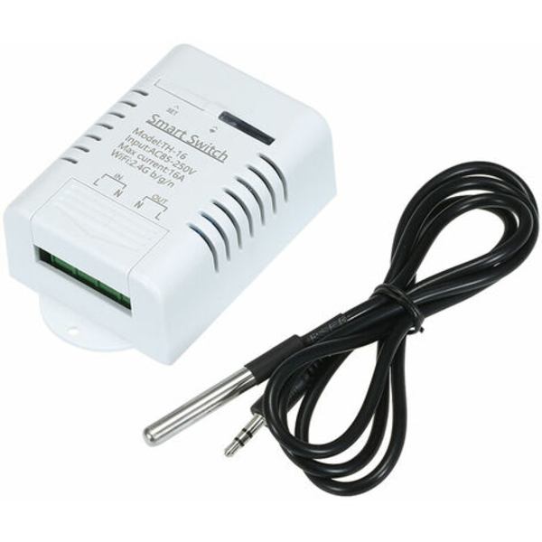 eWeLink TH-16 Smart Wifi Switch 16A/3500W lämpötilanvalvonta langaton kotiautomaatiosarja DS18B20 vedenpitävällä Te:llä