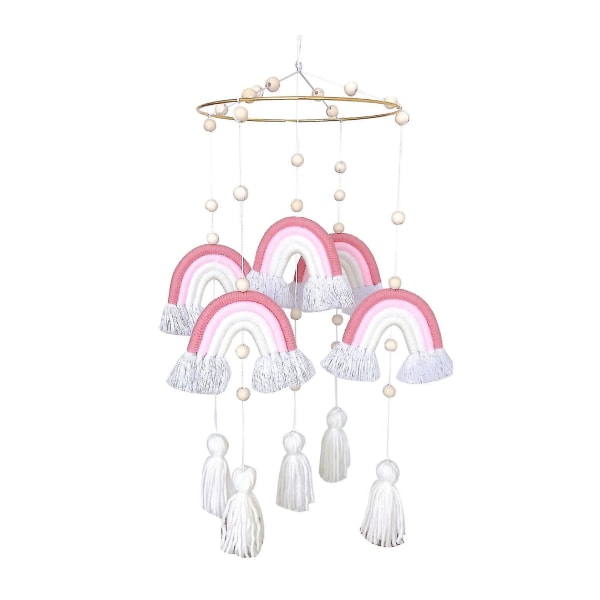 Baby Crib Mobiles regnbueteppet med håndlagde vevde dusker style 1